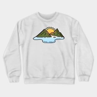 Mountains, Lake and a Sun Crewneck Sweatshirt